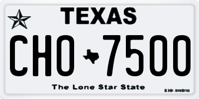 TX license plate CHO7500