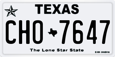 TX license plate CHO7647