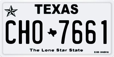 TX license plate CHO7661