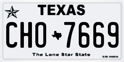 TX license plate CHO7669