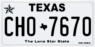 TX license plate CHO7670