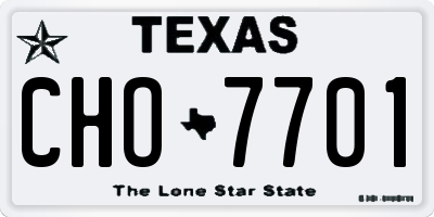 TX license plate CHO7701