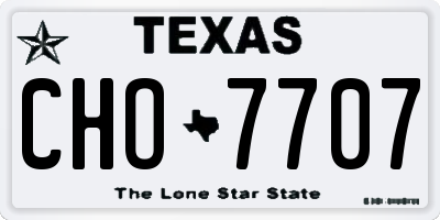 TX license plate CHO7707