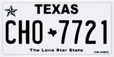TX license plate CHO7721