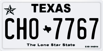 TX license plate CHO7767