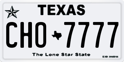 TX license plate CHO7777