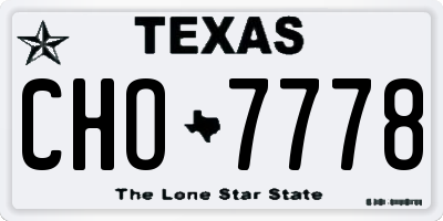 TX license plate CHO7778