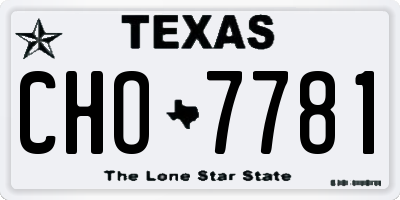 TX license plate CHO7781