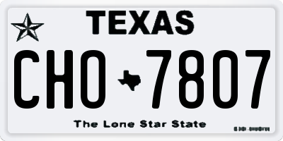 TX license plate CHO7807