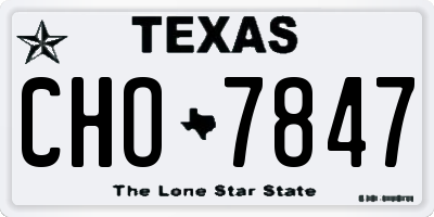 TX license plate CHO7847