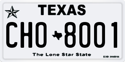 TX license plate CHO8001