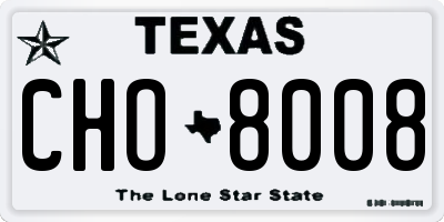 TX license plate CHO8008