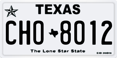 TX license plate CHO8012