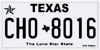 TX license plate CHO8016