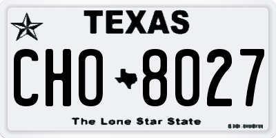 TX license plate CHO8027