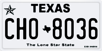 TX license plate CHO8036