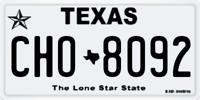 TX license plate CHO8092