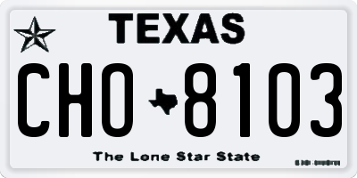 TX license plate CHO8103