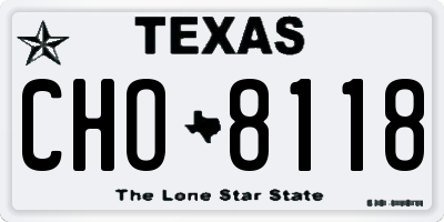 TX license plate CHO8118