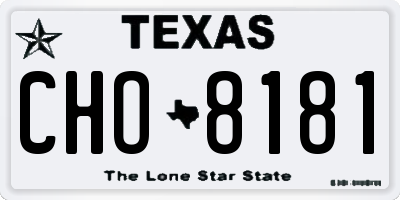 TX license plate CHO8181