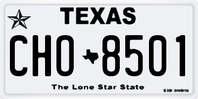 TX license plate CHO8501