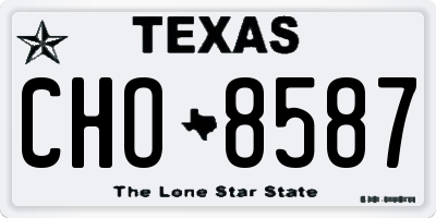TX license plate CHO8587