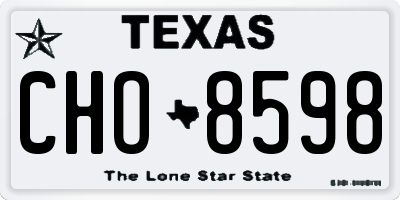TX license plate CHO8598