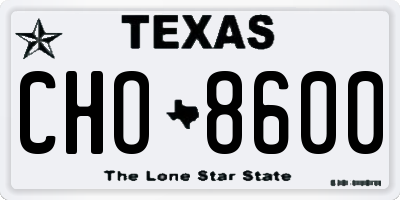 TX license plate CHO8600