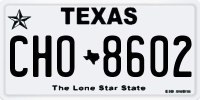 TX license plate CHO8602