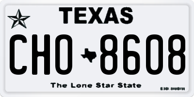 TX license plate CHO8608