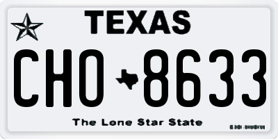 TX license plate CHO8633