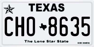 TX license plate CHO8635