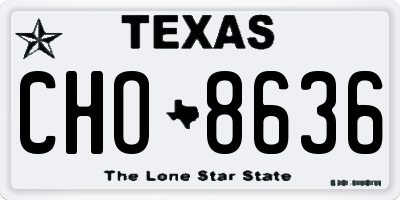 TX license plate CHO8636