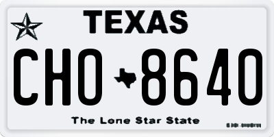 TX license plate CHO8640
