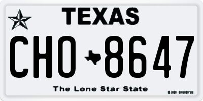 TX license plate CHO8647