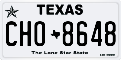 TX license plate CHO8648