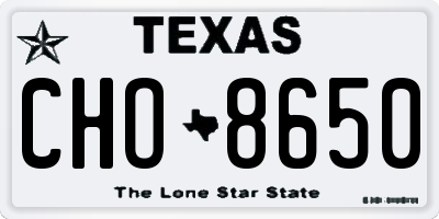 TX license plate CHO8650