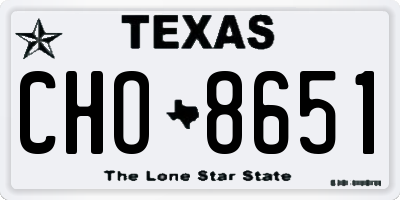 TX license plate CHO8651