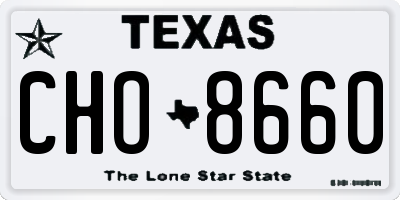 TX license plate CHO8660