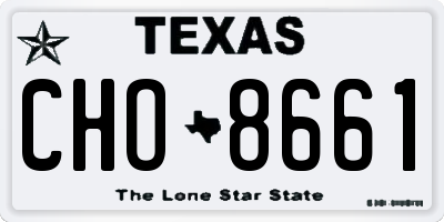 TX license plate CHO8661