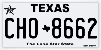 TX license plate CHO8662