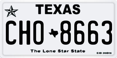 TX license plate CHO8663