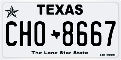TX license plate CHO8667