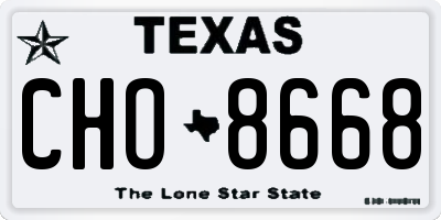 TX license plate CHO8668
