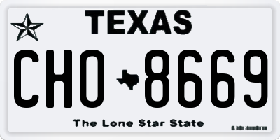 TX license plate CHO8669