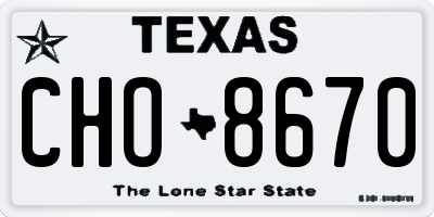 TX license plate CHO8670