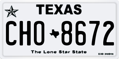 TX license plate CHO8672