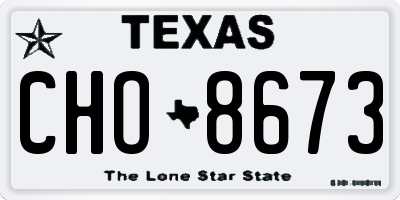 TX license plate CHO8673