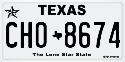 TX license plate CHO8674