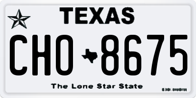 TX license plate CHO8675